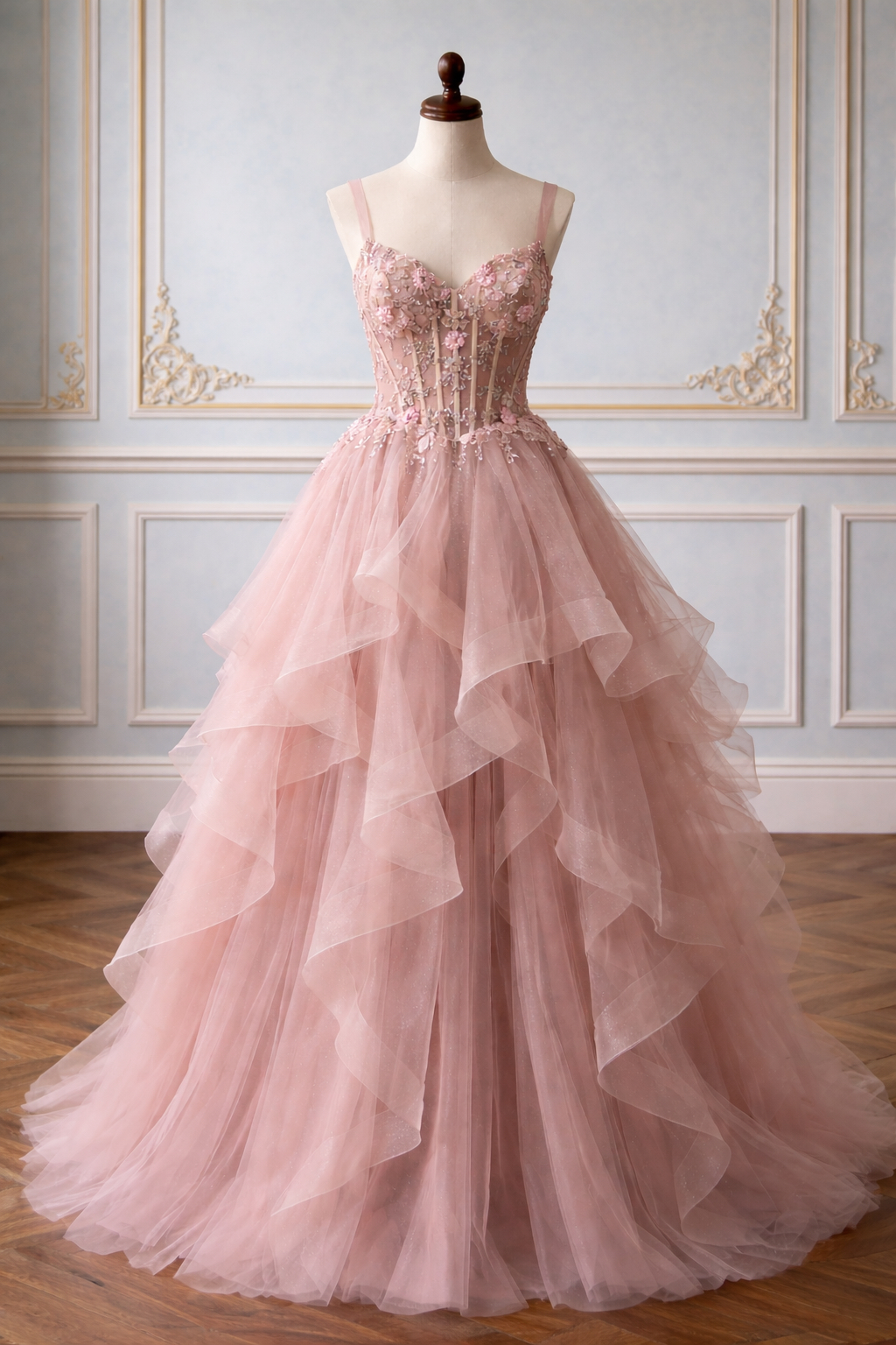 pink corset dress formal POWDER PINK CORSET DRAPED GOWN | CULT MIA main image 0