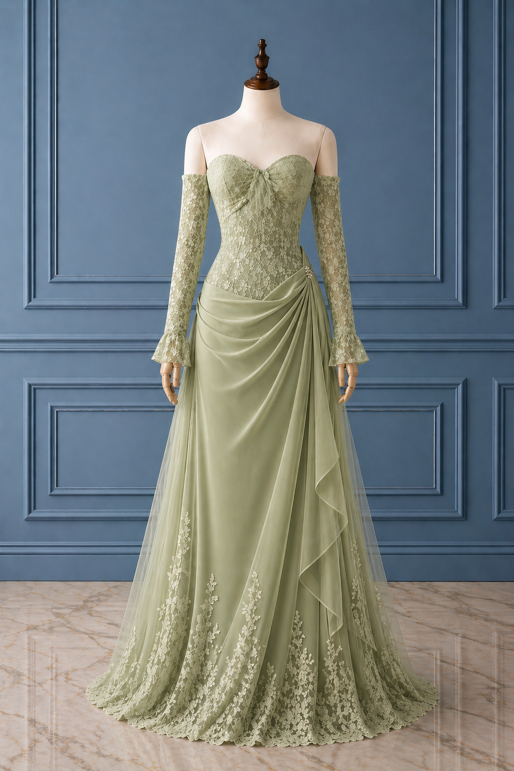 green corset dress long sleeve MissJophiel Corset Off the Shoulder Long Sleeves Prom Dress Black/Dark Green / Floor Length / US8