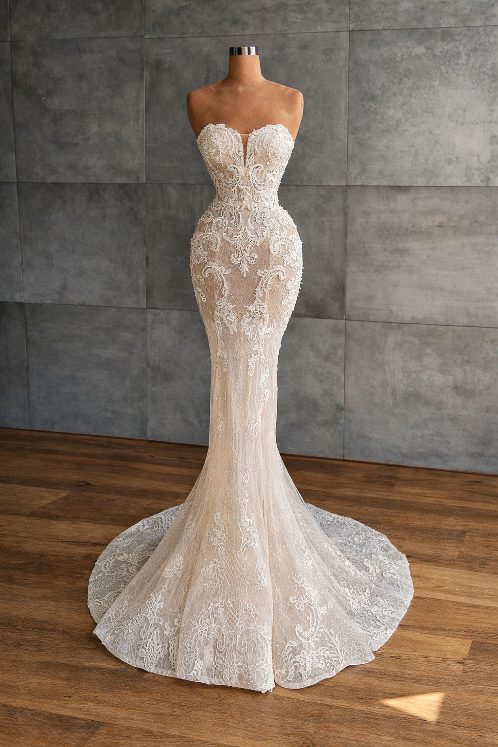 chinese dress ladies Zapaka Women Strapless Mermaid Wedding Dress Ivory Corset Party Dress, Ivory / US8 main image 0