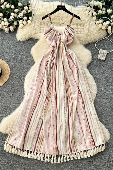 Pink White Striped Long Sleeve Polo Dress on Luulla
