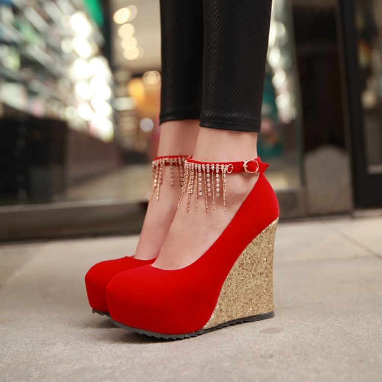red dress wedges Women's Red Wedge Sandals