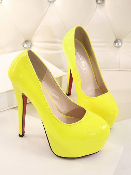 neon yellow dress shoes Sexy Neon Yellow High Heels Shoes