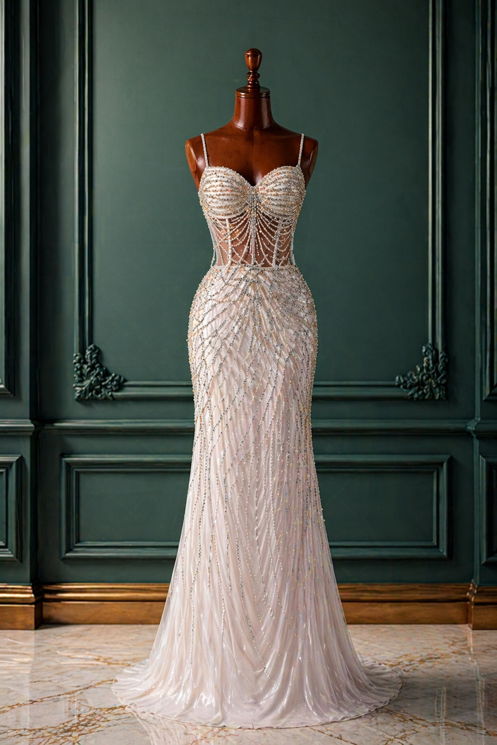 champagne mermaid dress Elegant Long Strapless Lace Glitter Prom Evening Dresses with Detachable Train Back Details Azazie 2026 Corset Lace Up